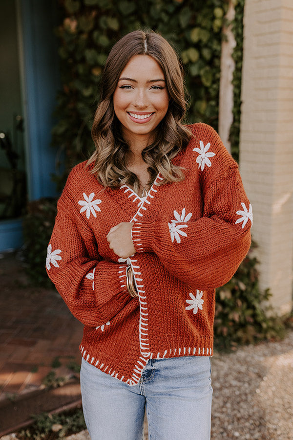Chai Latte Please Knit Cardigan in Rust Image - 2