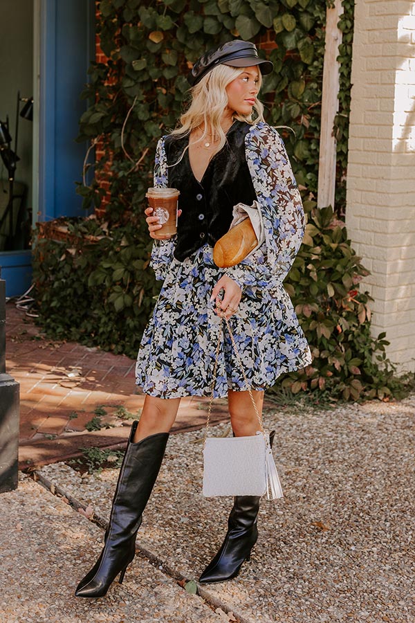 Uptown Cafe Floral Mini Dress in Black Image - 1