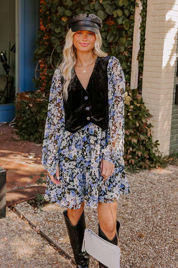 Uptown Cafe Floral Mini Dress in Black Image - 2