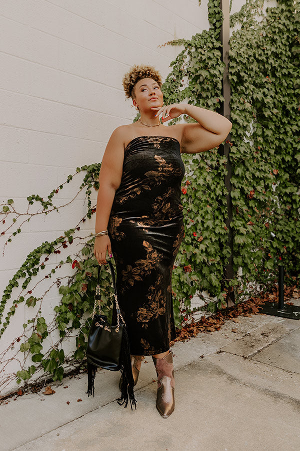 Charmed Moments Velvet Floral Maxi Dress Curves Image - 1