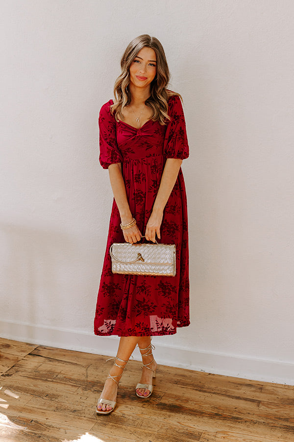Merlot Muse Velvet Burnout Midi Image - 1