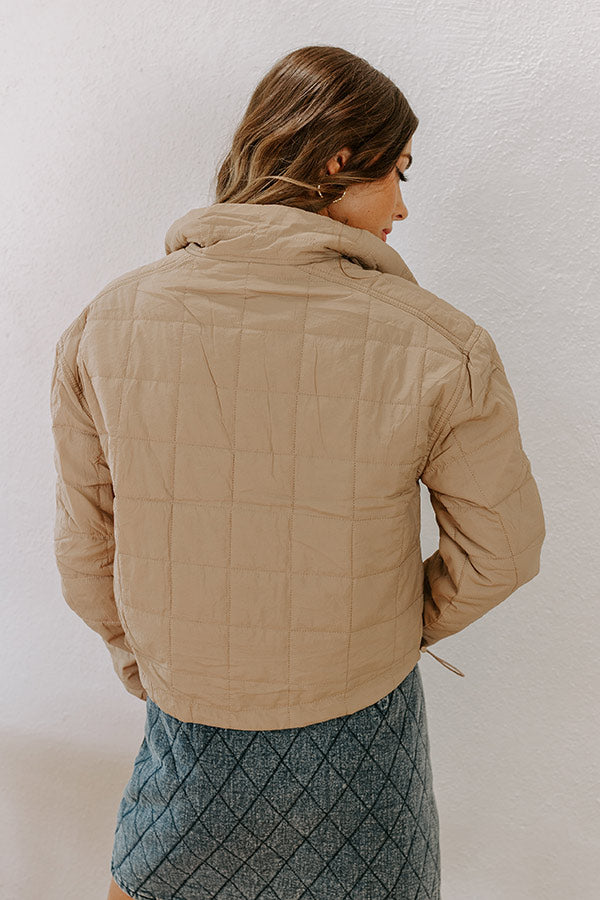 Crisp Leaves Puffer Jacket in Warm Taupe Image - 5