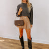 Cafe Social Knit Sweater Top in Charcoal Image - 1
