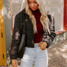 Crisp Leaves Puffer Jacket in Black Image - 1