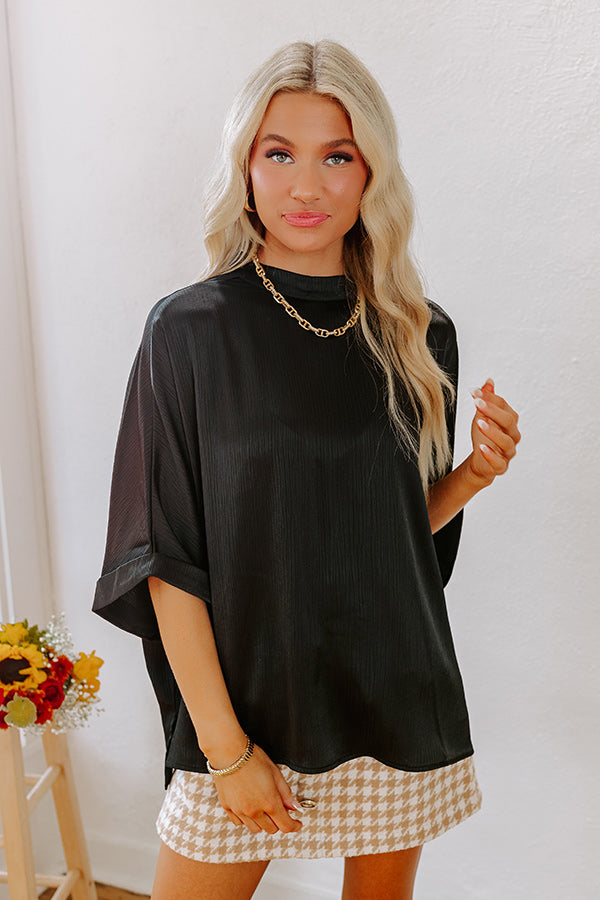 City Lights Satin Top in Black Image - 2