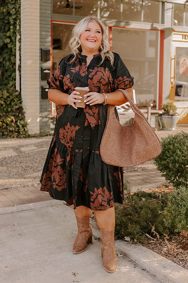 Southern Countryside Floral Midi in Black Curves Image - 1