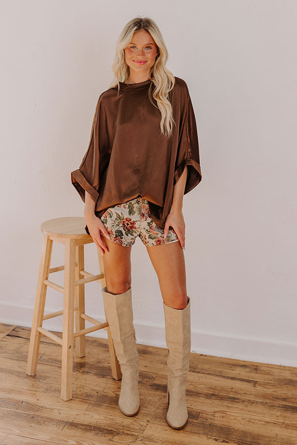 City Lights Satin Top in Chestnut Image - 2