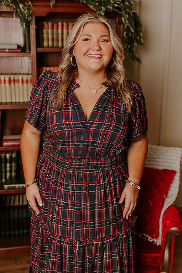 Polished Perfection Plaid Maxi Dress in Navy Curves Image - 3