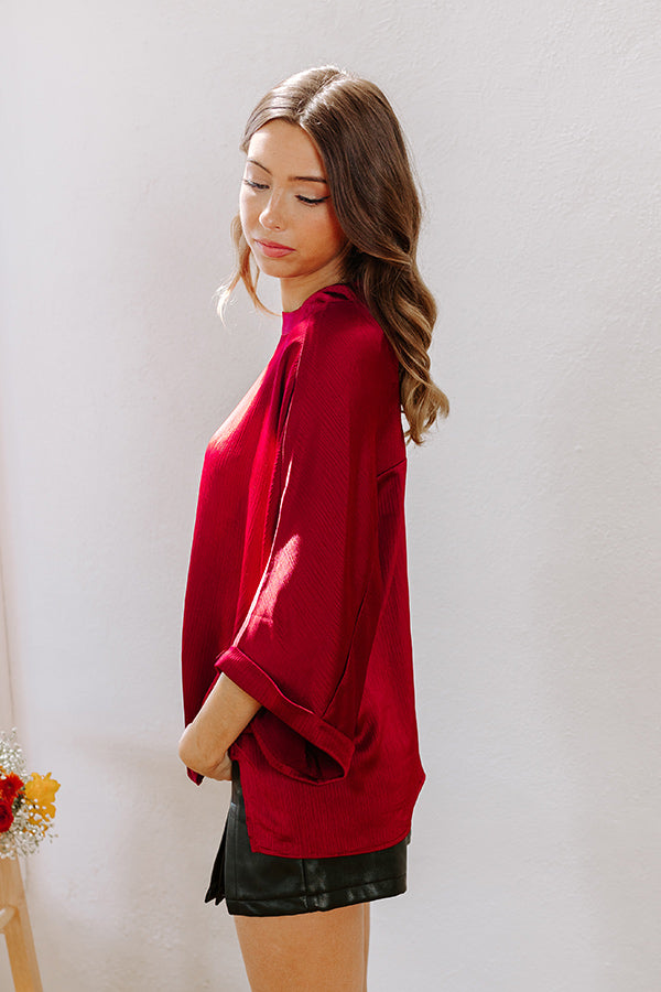 City Lights Satin Top in Wine Image - 2