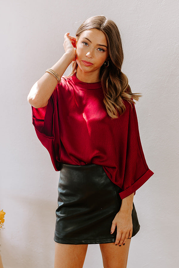 City Lights Satin Top in Wine Image - 1