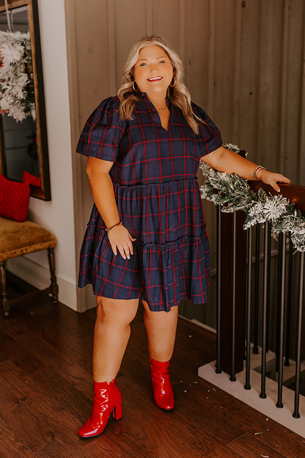 Chic Checkmate Babydoll Mini Dress Curves Image - 1