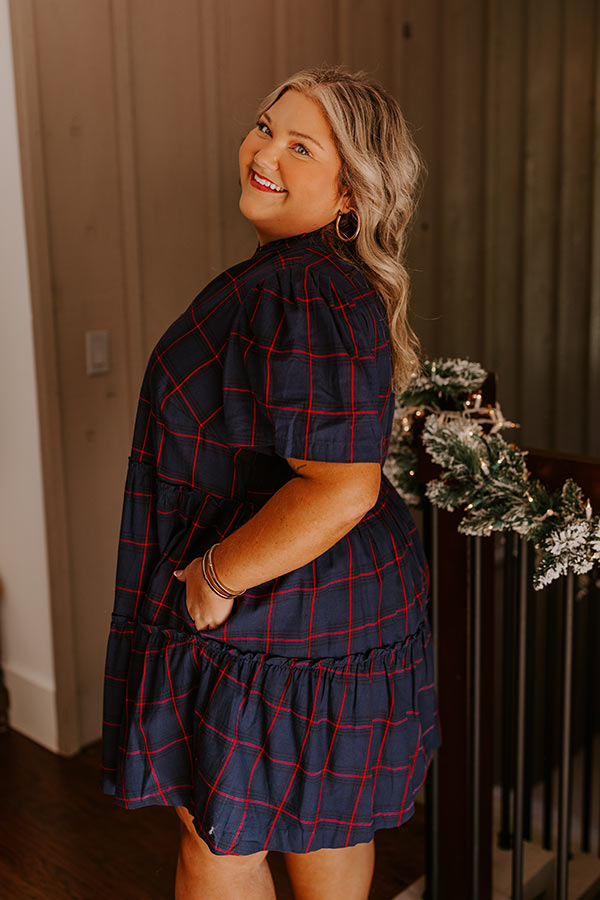 Chic Checkmate Babydoll Mini Dress Curves Image - 3