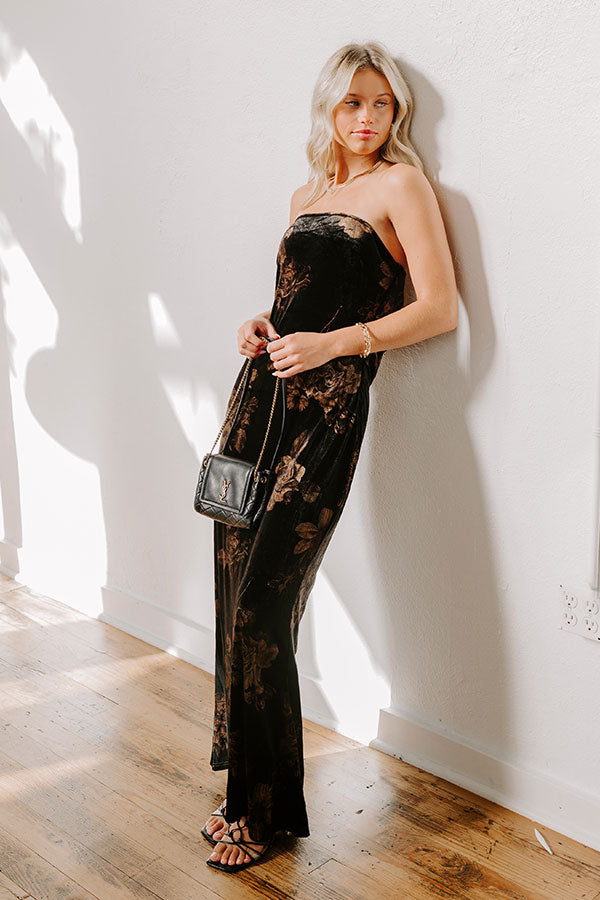 Charmed Moments Velvet Floral Maxi Dress Image - 1