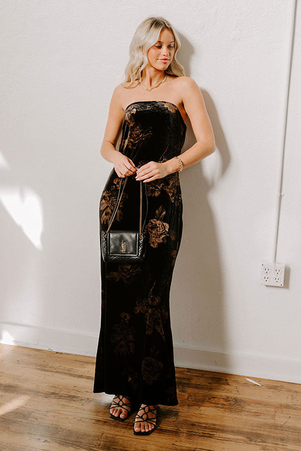 Charmed Moments Velvet Floral Maxi Dress Image - 2