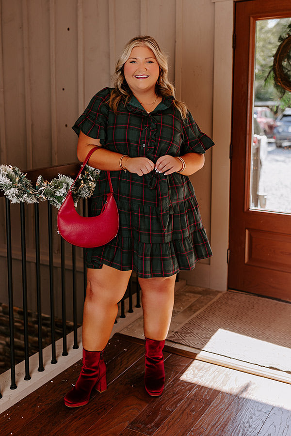 Apple Orchard Dreaming Plaid Mini Dress Curves Image - 2