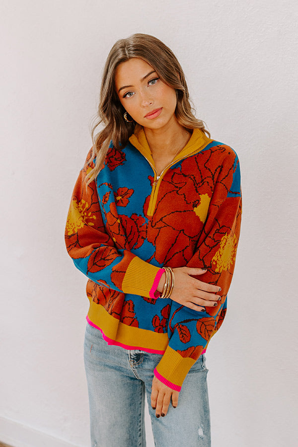 Cider And Sunsets Floral Sweater in Blue Image - 4