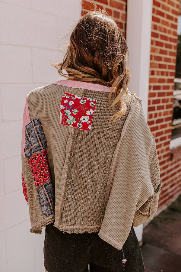 Autumn Brunch Waffle Knit Henley Top Image - 4