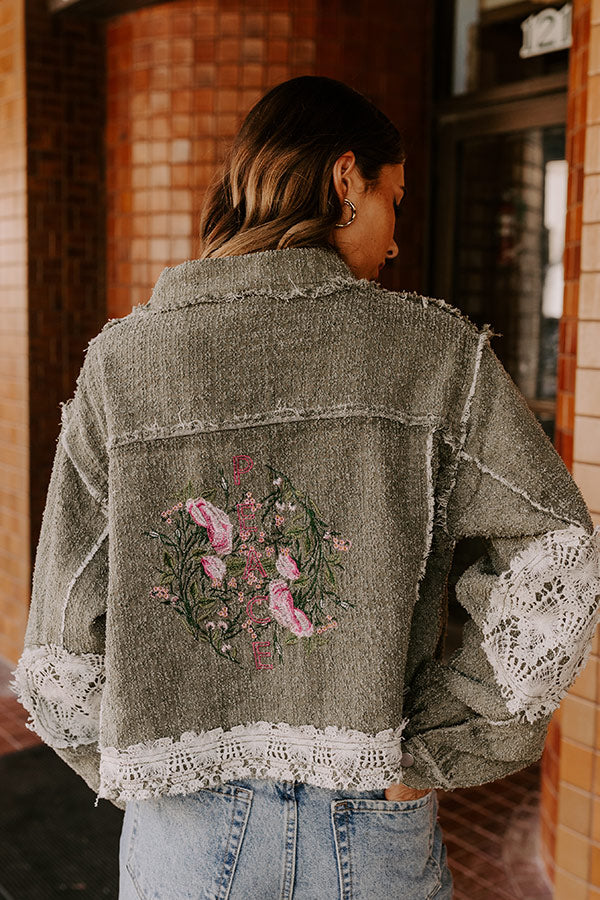 Boho Lifestyle Embroidered Jacket in Sage Image - 2