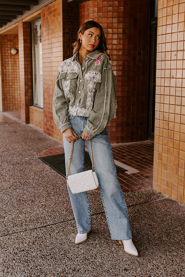 Boho Lifestyle Embroidered Jacket in Sage Image - 1