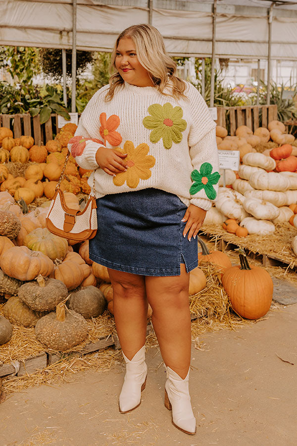 Floral Fields Knit Sweater Curves Image - 2