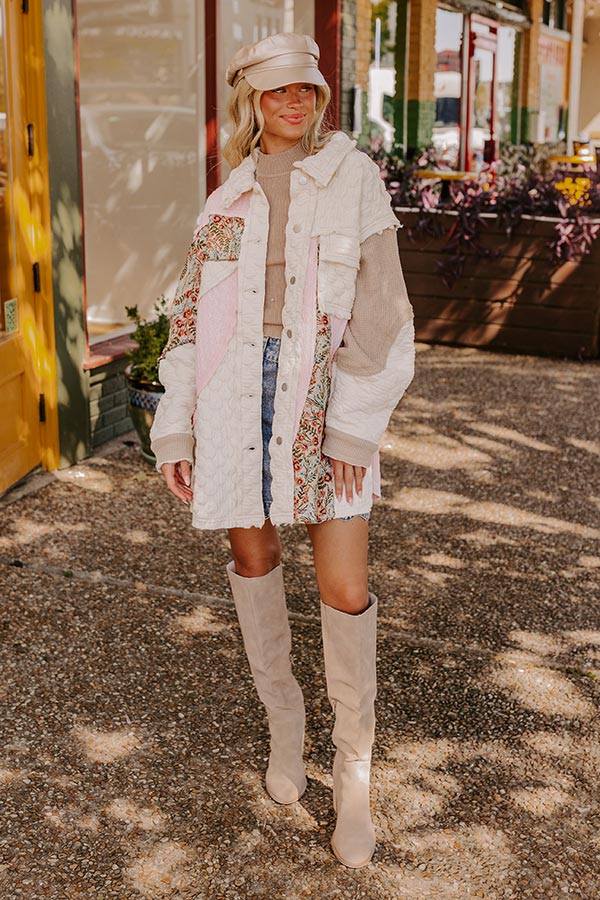 Cozy Mindset Color Block Jacket in Ivory Image - 1