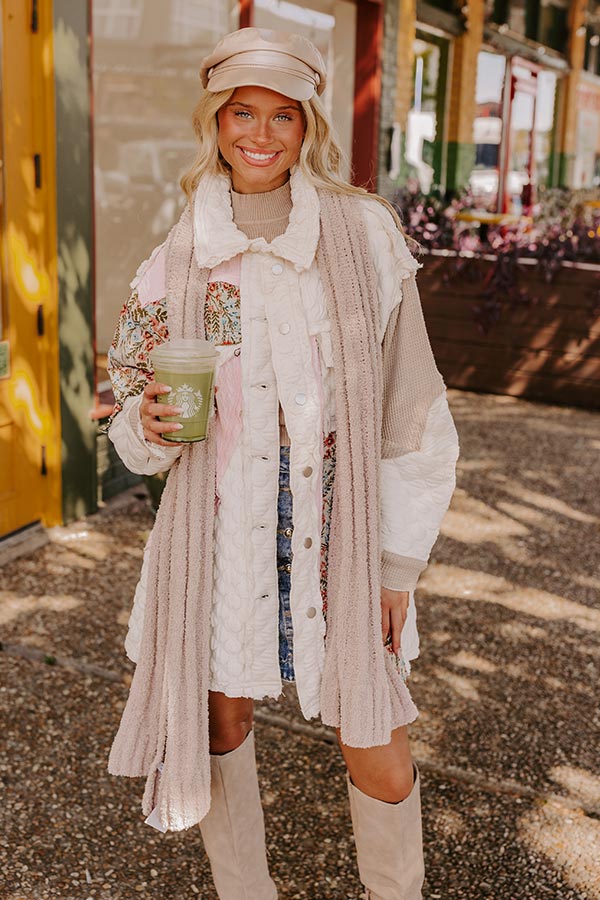Cozy Mindset Color Block Jacket in Ivory Image - 2