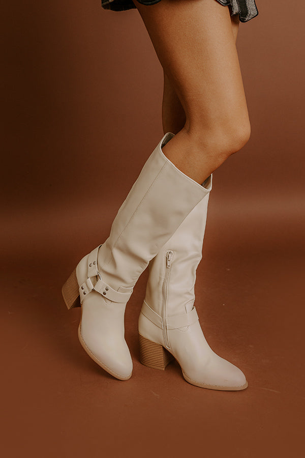 The Elliana Faux Leather Knee High Boot In French Vanilla Image - 2