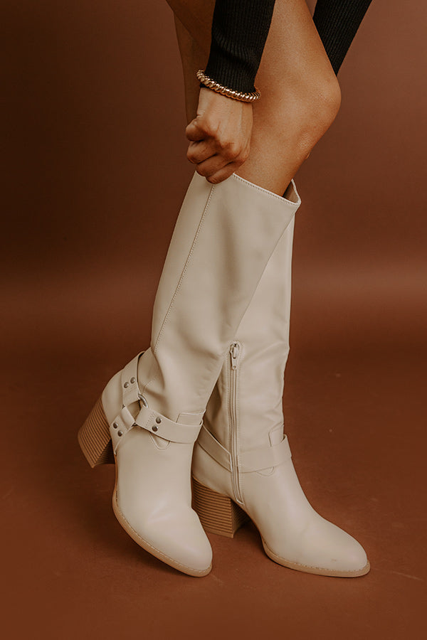 The Elliana Faux Leather Knee High Boot In French Vanilla Image - 1