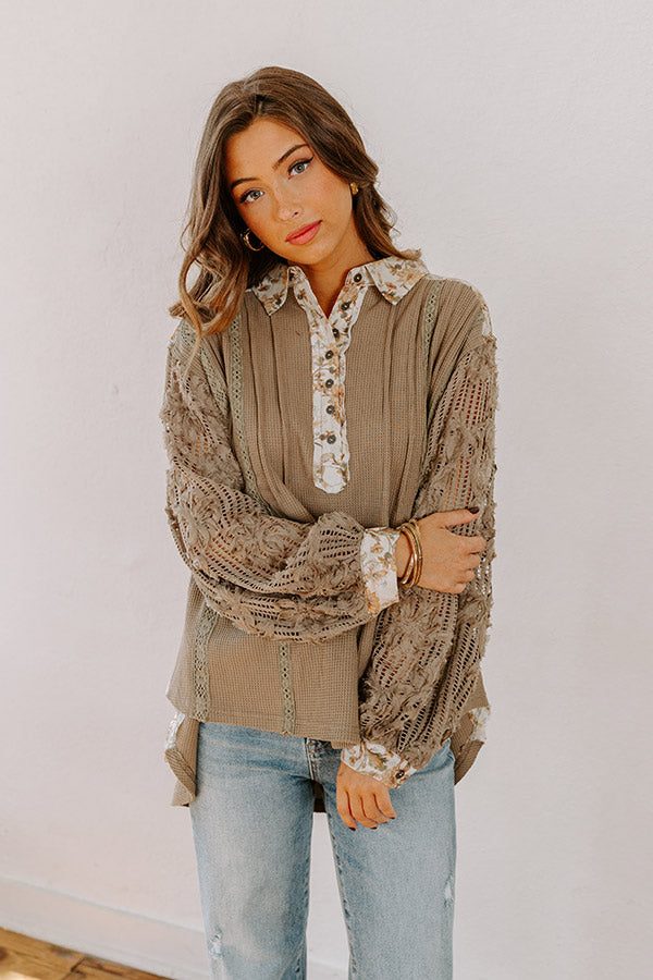 Small Town Cafe Waffle Knit Top Image - 2