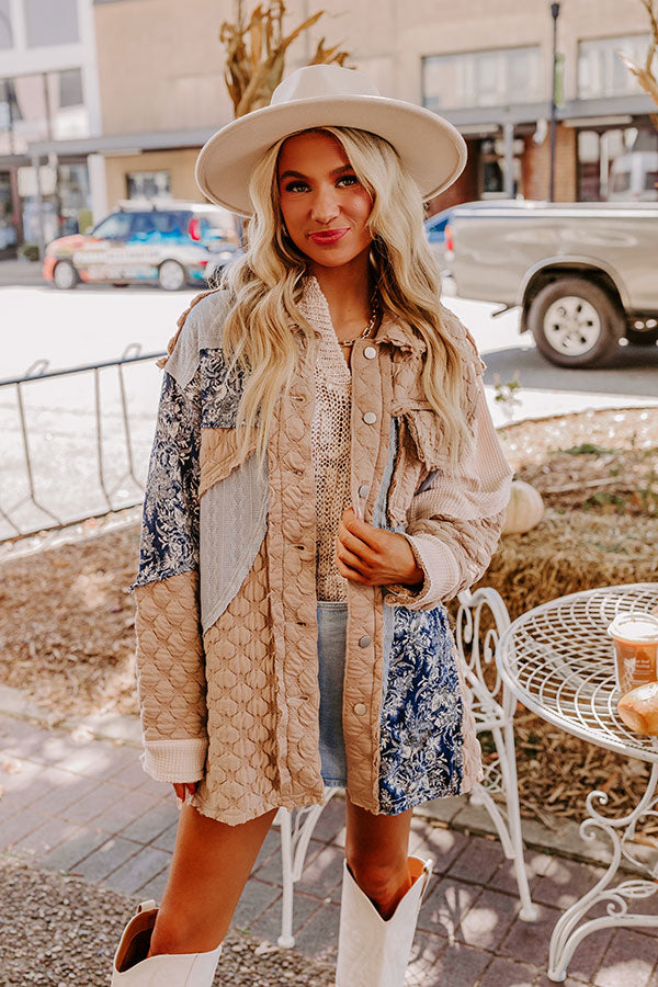 Cozy Mindset Color Block Jacket in Warm Taupe Image - 1