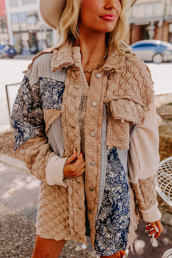 Cozy Mindset Color Block Jacket in Warm Taupe Image - 2