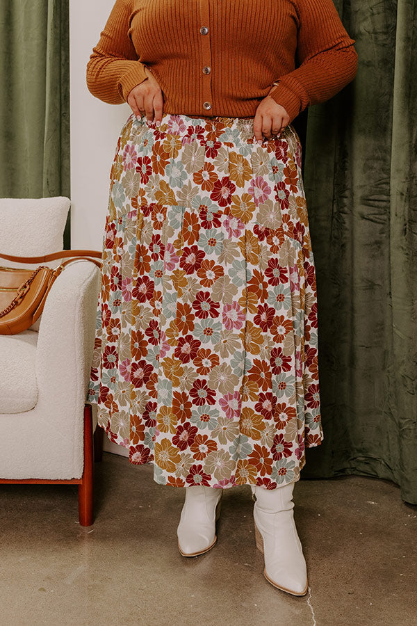 Balcony Brunch High Waist Floral Skirt Curves Image - 3