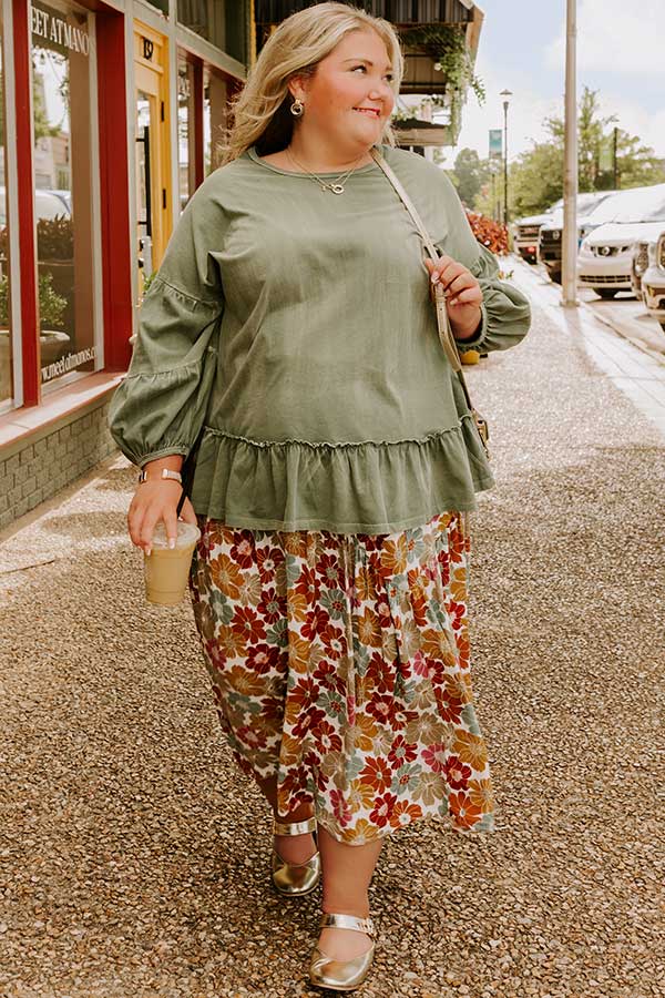 Balcony Brunch High Waist Floral Skirt Curves