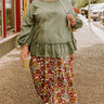 Balcony Brunch High Waist Floral Skirt Curves Image - 1