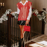 Holiday Party Metallic Knit Vest Top in Red Image - 1