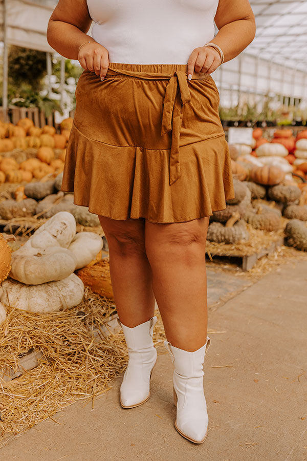 The Arlet High Waist Faux Suede Skort Curves Image - 3