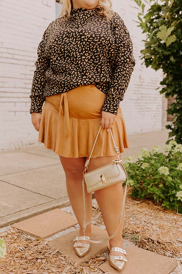 The Arlet High Waist Faux Suede Skort Curves Image - 2