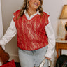 Holiday Party Metallic Knit Vest Top in Red Curves Image - 1
