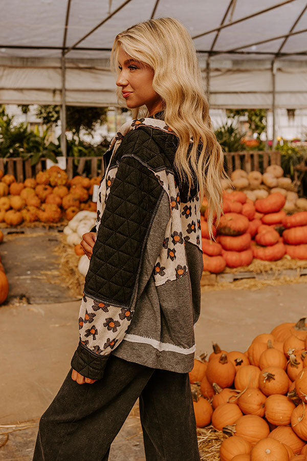 Falling For Autumn Quilted Sweater in Black Image - 4