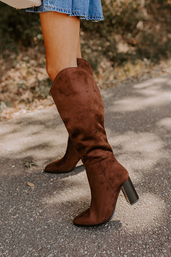 The Aria Faux Suede Knee High Boot in Chocolate Image - 2