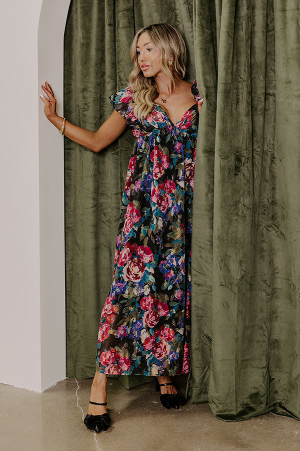 Moonlit Garden Floral Maxi Dress Image - 4
