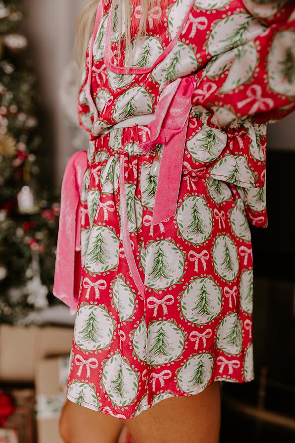 Christmas Dreaming Satin Pajama Shorts in Red Image - 2