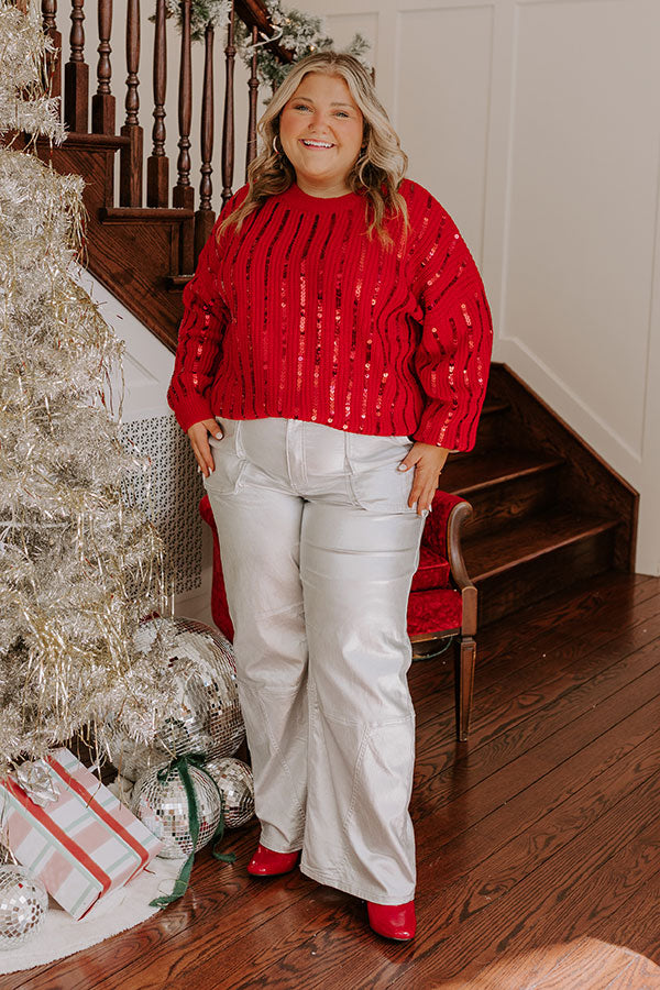 Holiday Fun Sequin Sweater in Red Curves Image - 1