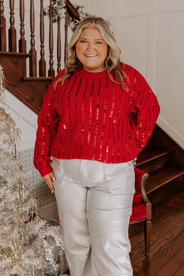 Holiday Fun Sequin Sweater in Red Curves Image - 2
