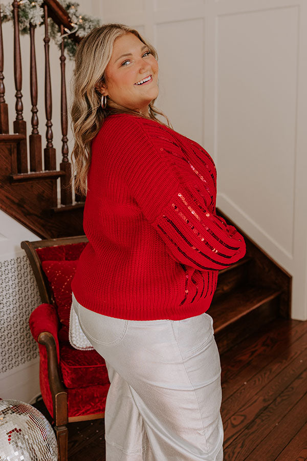 Holiday Fun Sequin Sweater in Red Curves Image - 3
