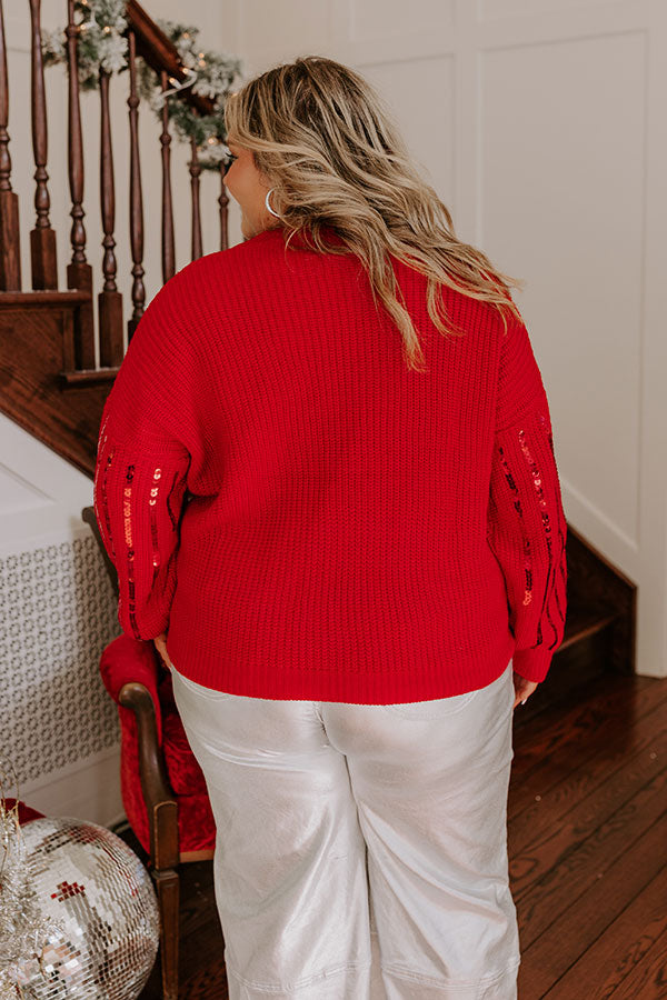 Holiday Fun Sequin Sweater in Red Curves Image - 4
