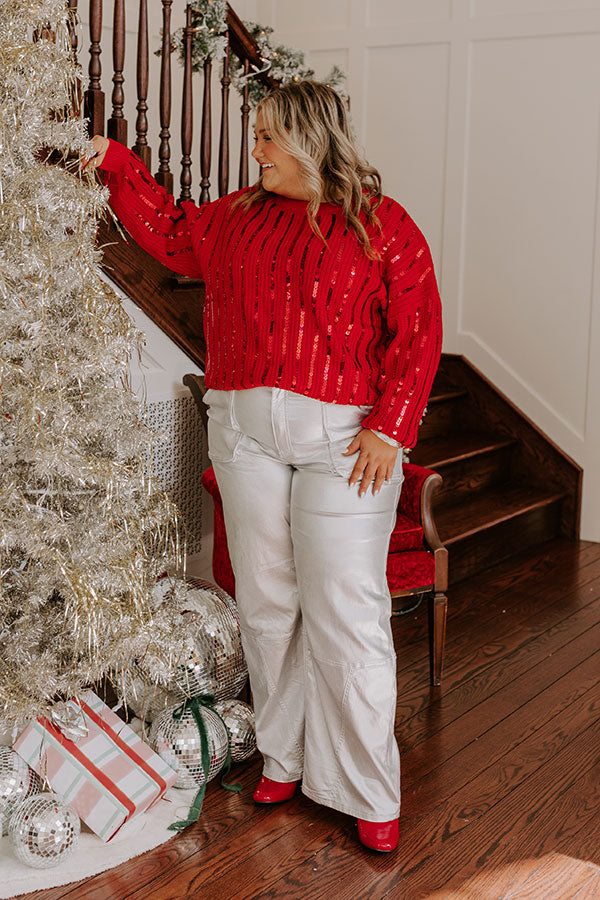 Holiday Fun Sequin Sweater in Red Curves Image - 5