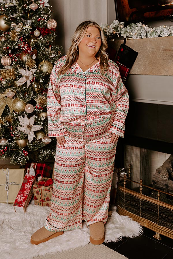 Christmas Morning Satin Pajama Pants Curves Image - 1