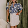 Holiday Party Floral Jacquard Top in Blue Image - 1