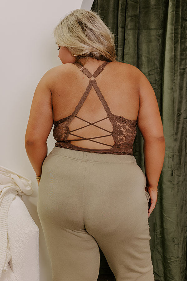 The Juliette Racerback Lace Bralette in Chocolate Curves Image - 3